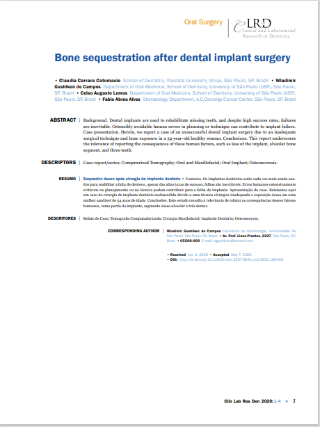 Bone sequestration after dental implant surgery