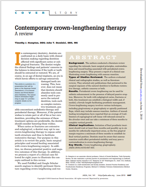 Contemporary crown-lengthening therapy: A Review