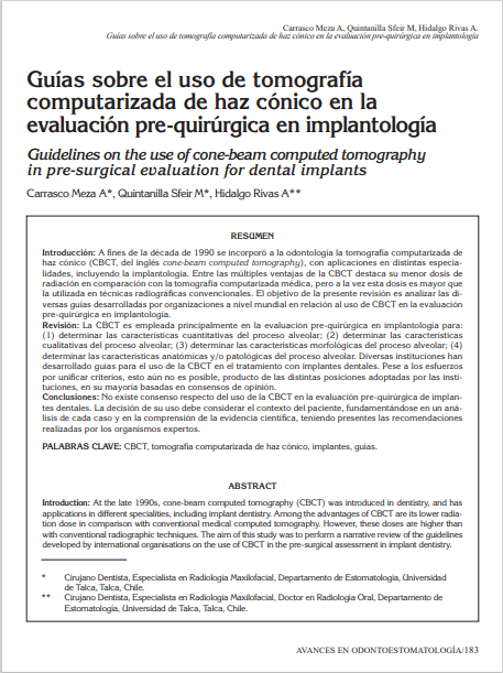Guías sobre el uso de tomografía computarizada de haz cónico en la evaluación pre-quirúrgica en implantología