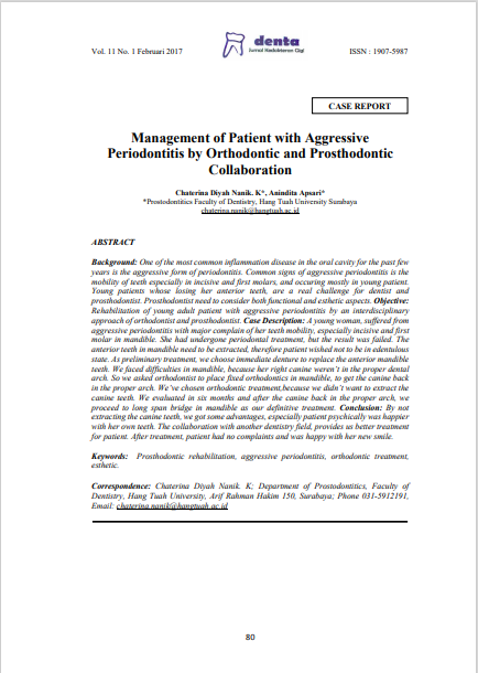 Management of Patient with Aggressive Periodontitis by Orthodontic and Prosthodontic Collaboration
