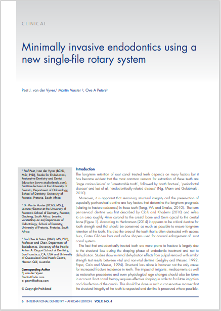 Minimally invasive endodontics using a new single-file rotary system