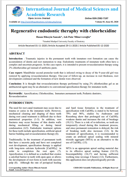 Regenerative endodontic theraphy with chlorhexidine