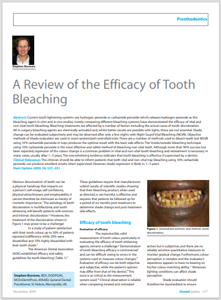 A Review of the Efficacy of Tooth Bleaching