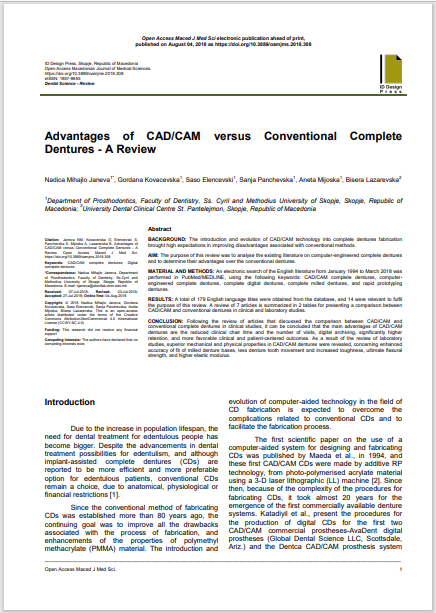 Advantages of CAD/CAM versus Conventional Complete Dentures - A Review
