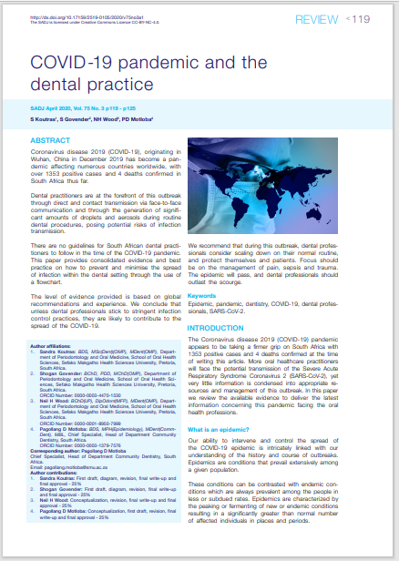 COVID-19 pandemic and the dental practice
