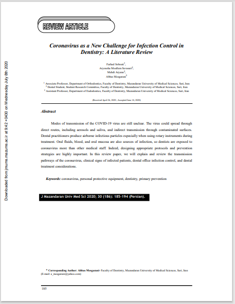 Coronavirus as a New Challenge for Infection Control in Dentistry: A Literature Review