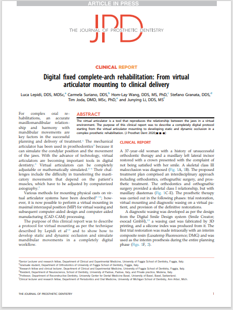 Digital fixed complete-arch rehabilitation: From virtual articulator mounting to clinical delivery