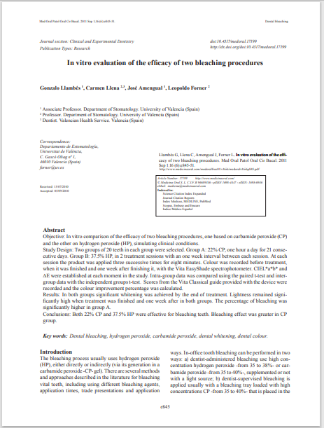 In vitro evaluation of the efficacy of two bleaching procedures