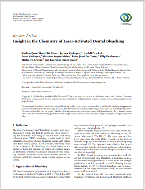 Insight in the Chemistry of Laser-Activated Dental Bleaching