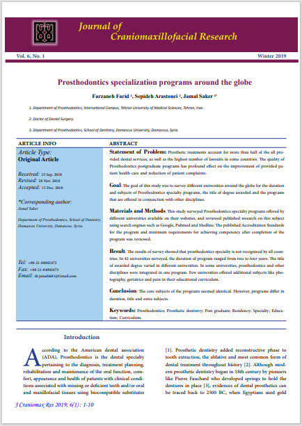 Prosthodontics specialization programs around the globe