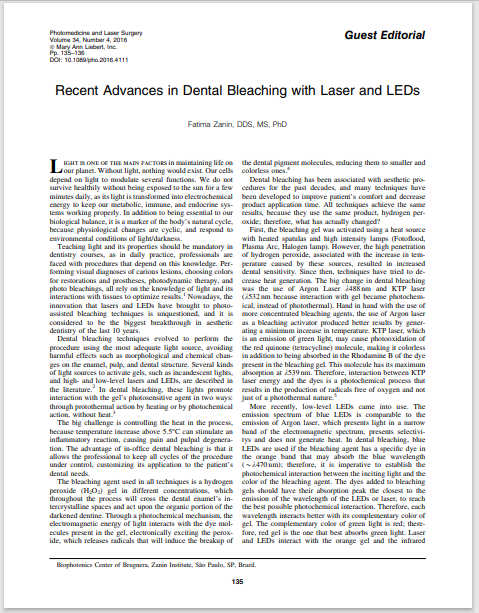 Recent Advances in Dental Bleaching with Laser and LEDs