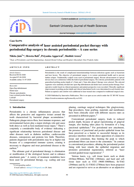 Comparative analysis of laser assisted periodontal pocket therapy with periodontal flap surgery in chronic periodontitis – A case series