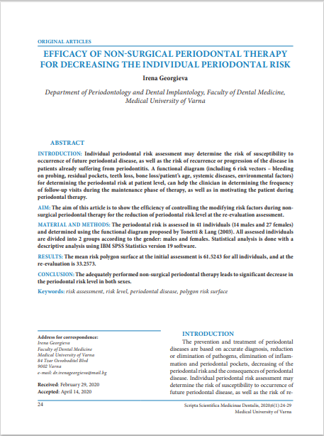 EFFICACY OF NON-SURGICAL PERIODONTAL THERAPY FOR DECREASING THE INDIVIDUAL PERIODONTAL RISK