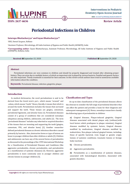 Periodontal Infections in Children