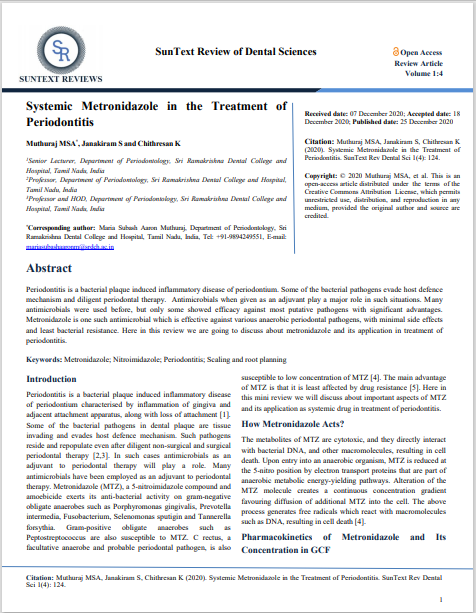 Systemic Metronidazole in the Treatment of Periodontitis